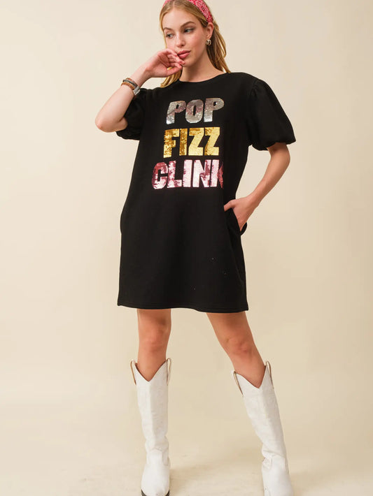 Pop Fizz Clink Sweatshirt Dress