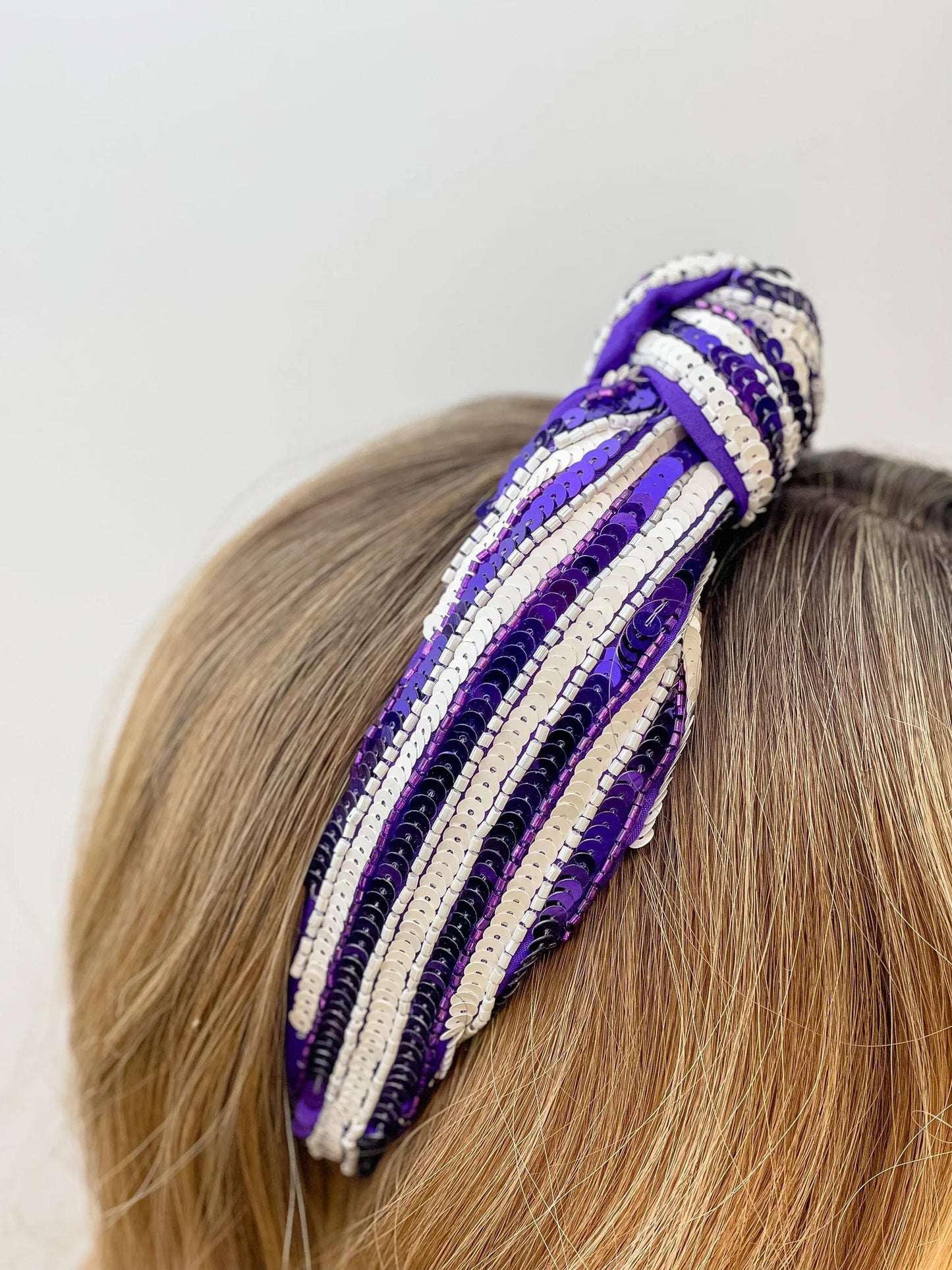 Purple & White Sequin Headband