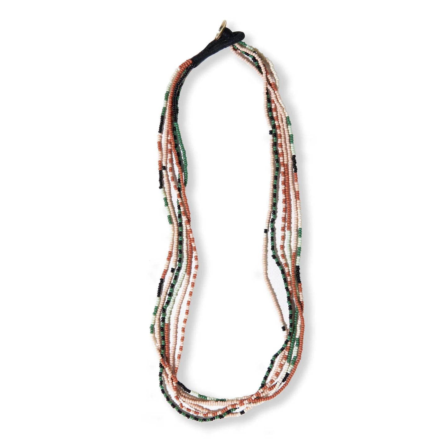 Green and Light Pink Quinn Stripe and Color Block Beaded Necklace