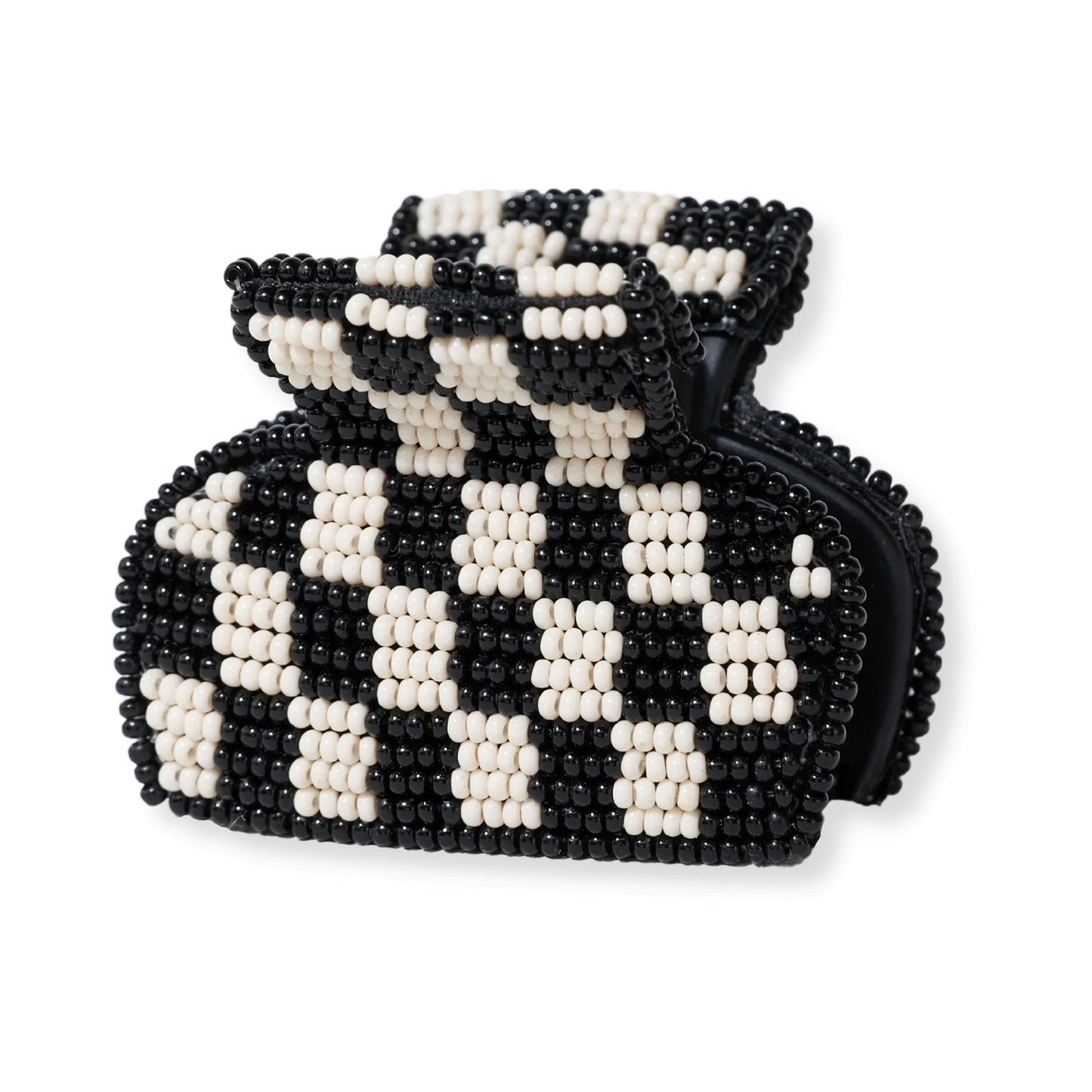 Black and White Gia Petite Checked Claw Clip